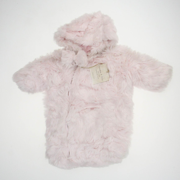 London & Cole Girls Pink Faux Fur Bunting size: 0-6 Months - Picture 1 of 1